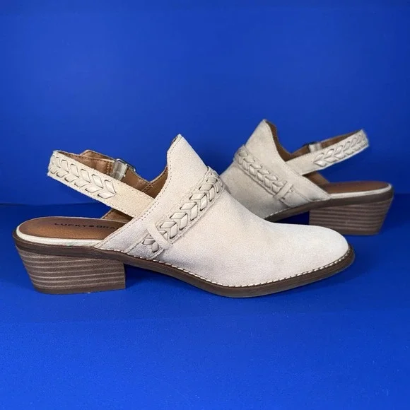 Lucky Brand Feyn Clog Women's 8.5 Open Back Suede Slip On Heels Wedge - Picture 6 of 8